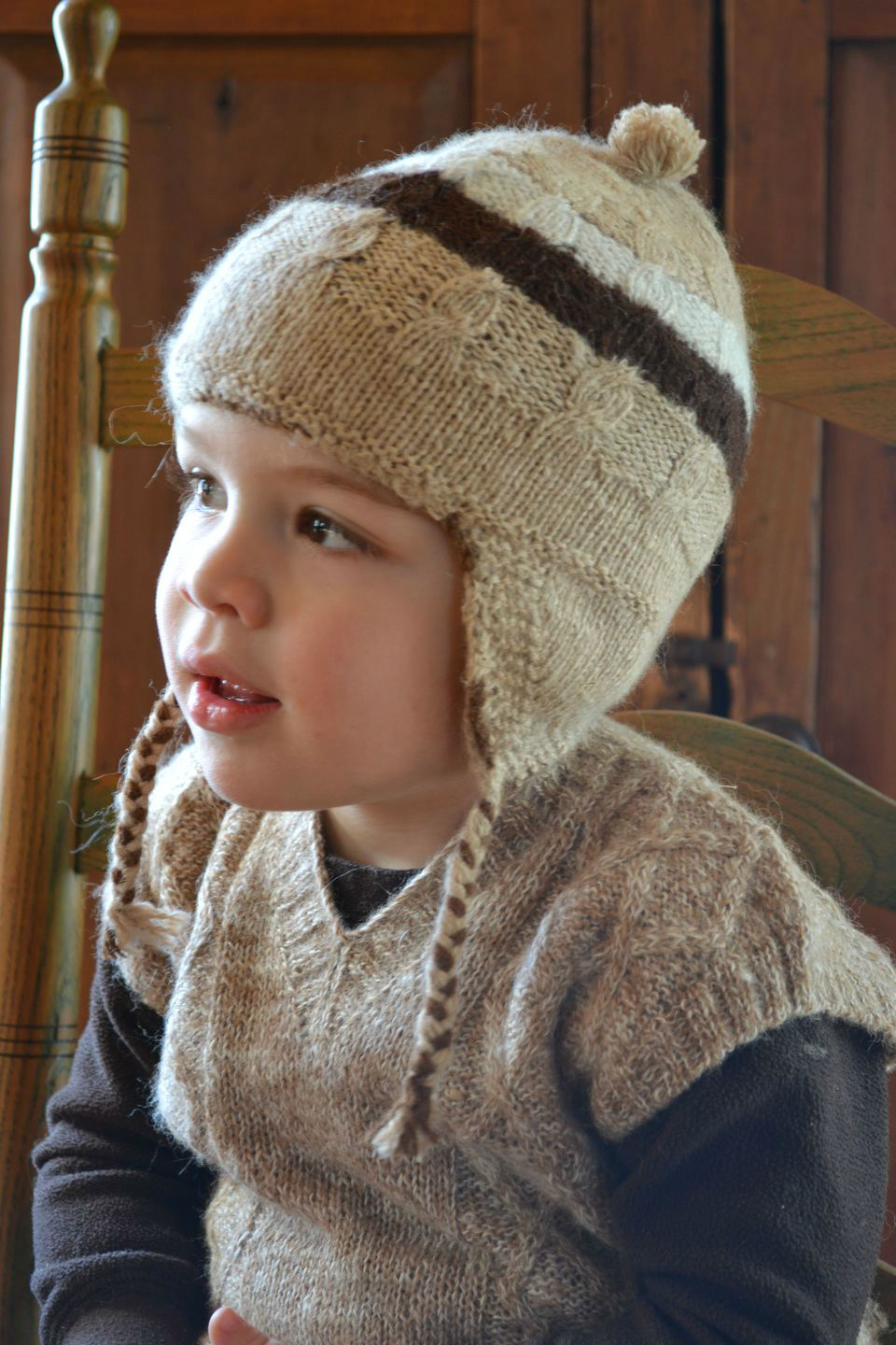 accessoires enfants 100% alpaga tricot à la main couleurs naturelles variées