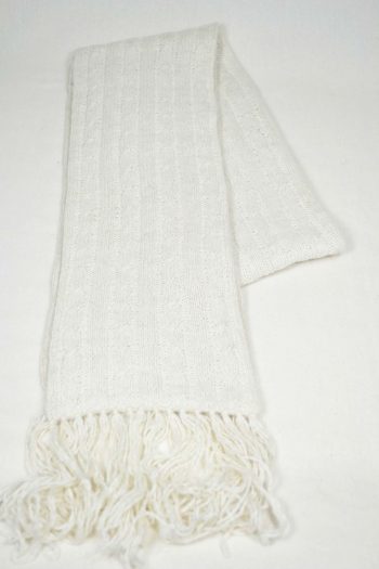 foulard double épaisseur 100% alpaga tricot à la main couleurs naturelles blanc uni