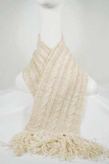 foulard 100% alpaga tricot à la main couleurs naturelles beige uni