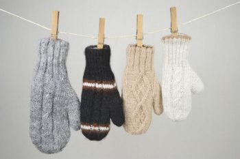 mitaines double épaisseur et réversibles sans pouce pour enfants et ado 100% alpaga tricot à la main couleurs naturelles variées