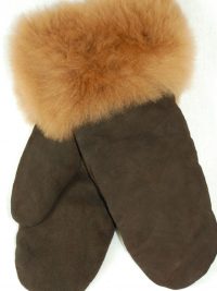 Mitaines cuir fourrure - femmes, suède / Leather and fur mittens - women, suede