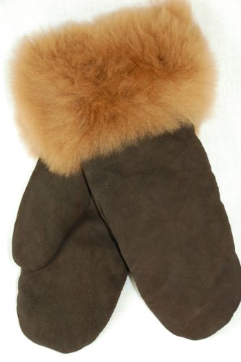 Mitaines cuir fourrure - femmes, suède / Leather and fur mittens - women, suede