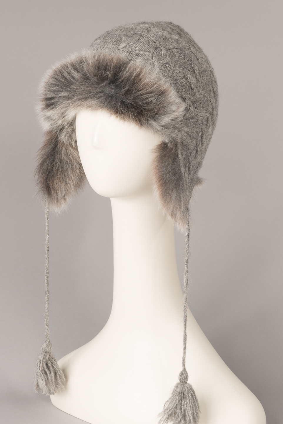 tuque tricot-fourrure / Fur-trimmed knitted hat