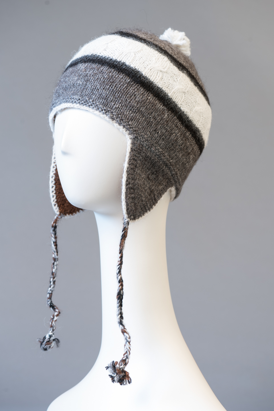 tuque andine double, rayée / double Andean hat, striped