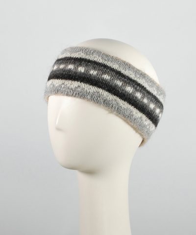 Bandeau double et réversible 100% alpaga tricoté à la main, à motifs