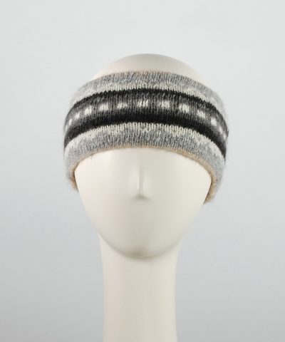 Bandeau double et réversible 100% alpaga tricoté à la main, à motifs