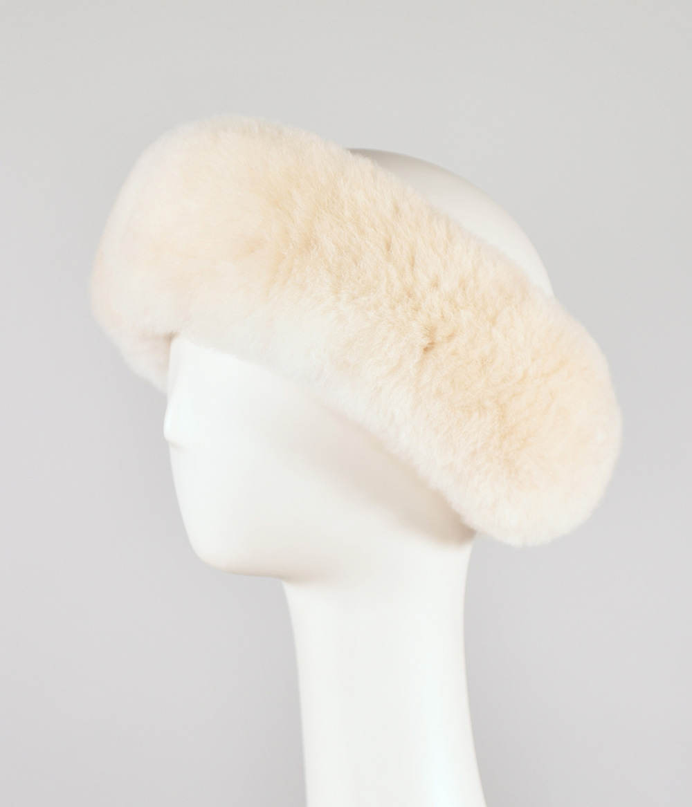 Bandeau en fourrure d'alpaga, beige Bandeau beige en fourrure d'alpaga de couleur naturelle