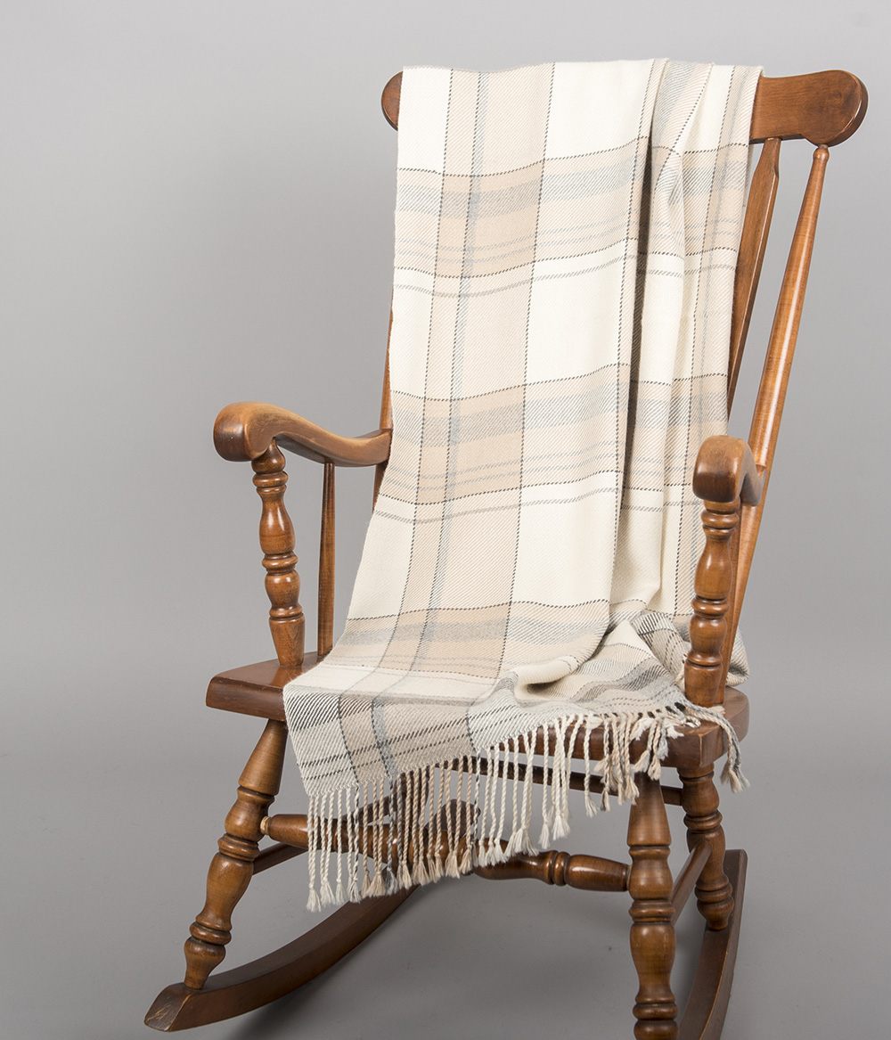 Jeté à carreaux tissé à la main 100% bébé alpaga