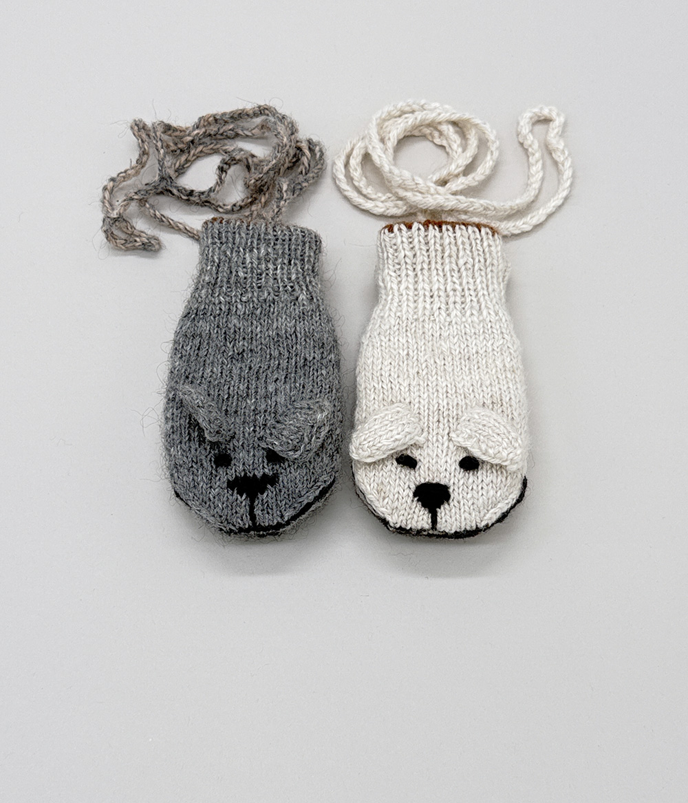 Mitaines doubles et réversibles 100% alpaga tricoté à la main, enfants
