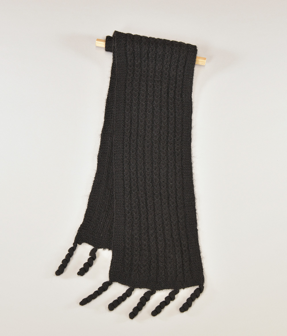 Foulard 100% alpaga tricoté à la main, noir