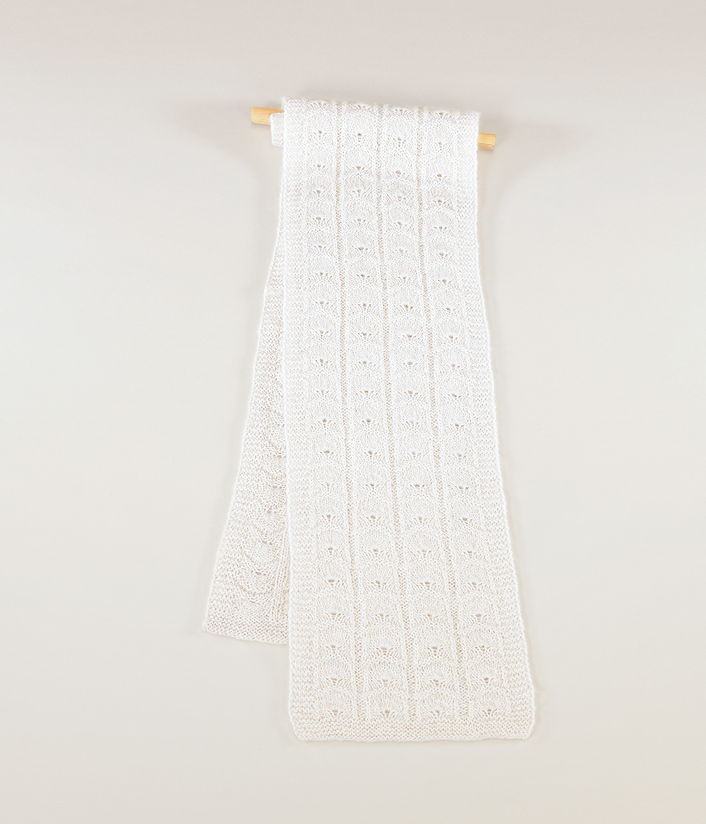 Foulard 100% alpaga tricoté à la main, blanc