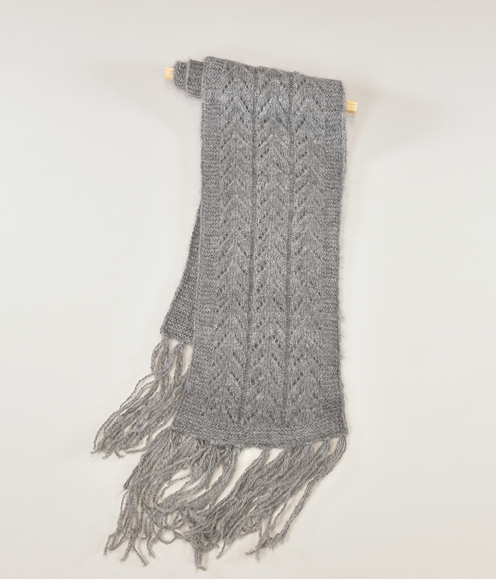 Foulard 100% alpaga tricoté à la main, gris