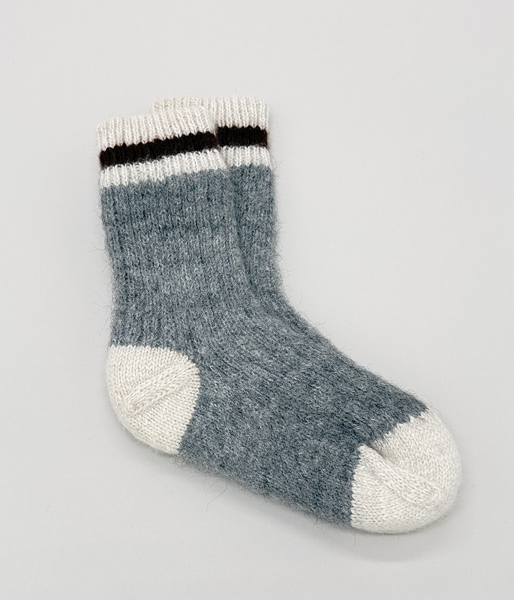 Bas doubles et réversibles 100% alpaga tricoté à la main, canadiens