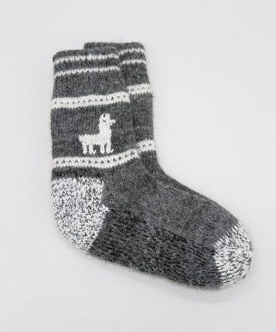 Bas doubles et réversibles 100% alpaga tricoté à la main, à motifs alpagas