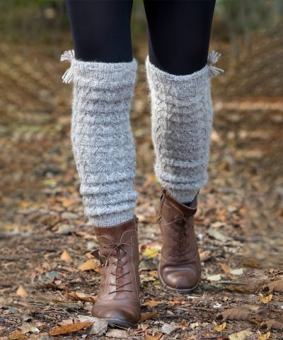 Hand-knitted legwarmers, 100% alpaca, grey